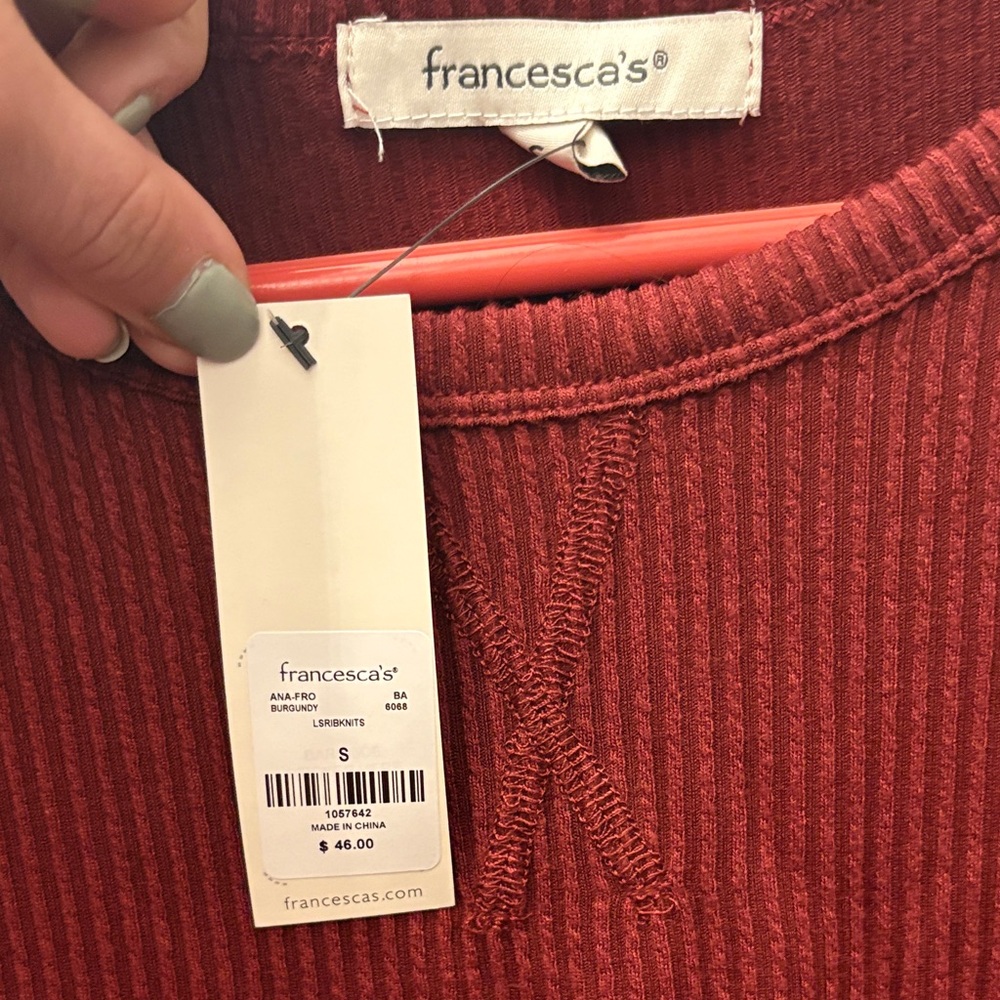 Francesca's Collections Deep Red Ribbed Dress - Picture 2 of 2